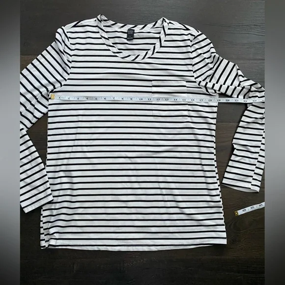 SHEIN Monochrome Striped Long Sleeve Tee - Picture 6 of 8